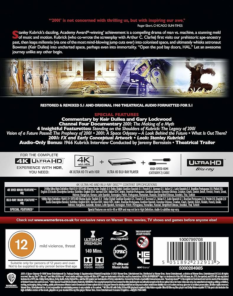 Amazon.com: 2001: A Space Odyssey (4K Ultra HD + Blu-ray